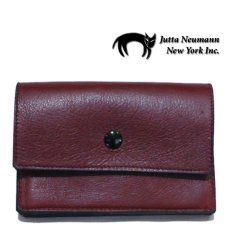 画像1: "JUTTA NEUMANN" Leather Wallet "the Waiter's Wallet" Medium Size　color : Burgundy / Turquoise Blue (1)