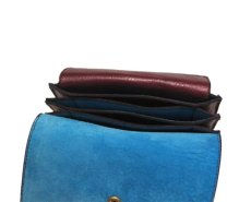 画像7: "JUTTA NEUMANN" Leather Wallet "the Waiter's Wallet" Medium Size　color : Burgundy / Turquoise Blue (7)