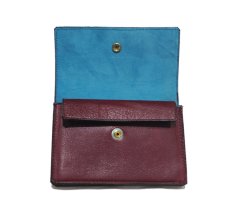 画像5: "JUTTA NEUMANN" Leather Wallet "the Waiter's Wallet" Medium Size　color : Burgundy / Turquoise Blue (5)