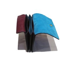 画像8: "JUTTA NEUMANN" Leather Wallet "the Waiter's Wallet" Medium Size　color : Burgundy / Turquoise Blue (8)