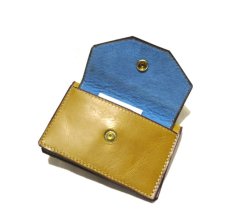 画像9: "JUTTA NEUMANN" Leather Card Case with Change Parse　color : Mustard / Dusty Blue (9)