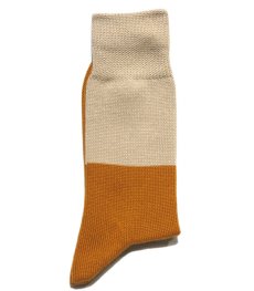 画像3: decka quality socks "MIDDLE GUAGE BICOLOR SOCKS"　made in JAPAN　ONE SIZE　color : BEIGE / ORANGE (3)