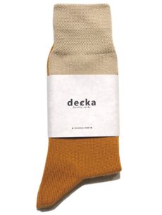 画像1: decka quality socks "MIDDLE GUAGE BICOLOR SOCKS"　made in JAPAN　ONE SIZE　color : BEIGE / ORANGE (1)