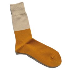 画像4: decka quality socks "MIDDLE GUAGE BICOLOR SOCKS"　made in JAPAN　ONE SIZE　color : BEIGE / ORANGE (4)