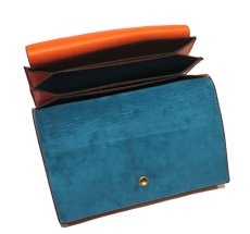 画像7: "JUTTA NEUMANN" Leather Wallet "the Waiter's Wallet"  color : Orange / Turquoise 長財布 (7)