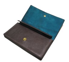 画像5: "JUTTA NEUMANN" Leather Wallet "the Waiter's Wallet"  color : Brown / Turquoise　長財布 (5)