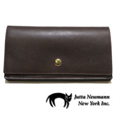 画像1: "JUTTA NEUMANN" Leather Wallet "the Waiter's Wallet"  color : Brown / Turquoise　長財布 (1)