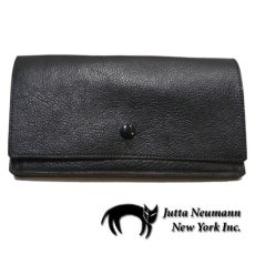 画像1: "JUTTA NEUMANN" Leather Wallet "the Waiter's Wallet"  color : Black / Magenta　長財布 (1)
