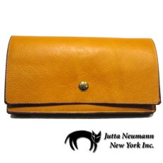 画像1: "JUTTA NEUMANN" Leather Wallet "the Waiter's Wallet"  color : Mustard / Grey　長財布 (1)