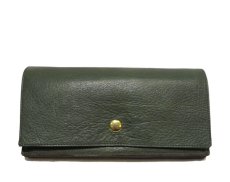 画像2: "JUTTA NEUMANN" Leather Wallet "the Waiter's Wallet"  color : Green / Orange　長財布 (2)