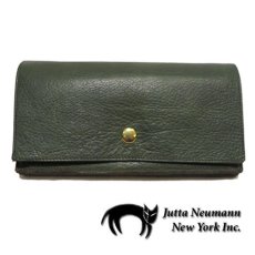 画像1: "JUTTA NEUMANN" Leather Wallet "the Waiter's Wallet"  color : Green / Orange　長財布 (1)