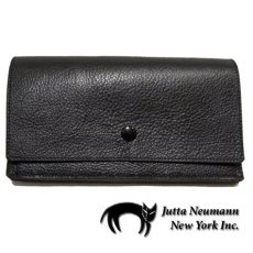 画像1: "JUTTA NEUMANN" Leather Wallet "the Waiter's Wallet"  color : Black / Lavender　長財布 (1)