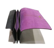 画像6: "JUTTA NEUMANN" Leather Wallet "the Waiter's Wallet"  color : Black / Lavender　長財布 (6)