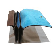 画像6: "JUTTA NEUMANN" Leather Wallet "the Waiter's Wallet"  color : Brown / Light Blue　長財布 (6)