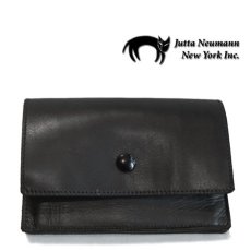 画像1: "JUTTA NEUMANN" Leather Wallet "the Waiter's Wallet" Medium Size　color : Black / Lime Green (1)