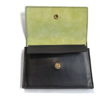 画像5: "JUTTA NEUMANN" Leather Wallet "the Waiter's Wallet" Medium Size　color : Black / Lime Green (5)