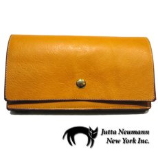 画像1: "JUTTA NEUMANN" Leather Wallet "the Waiter's Wallet"  color : Mustard / Charcoal　長財布 (1)