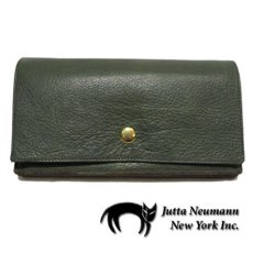 画像1: "JUTTA NEUMANN" Leather Wallet "the Waiter's Wallet"  color : Green / Olive Green　長財布 (1)