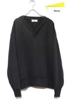 画像1: Riprap "Super Soft Loopwheel Y Neck Sweat Shirts" 　color : BLACK (1)