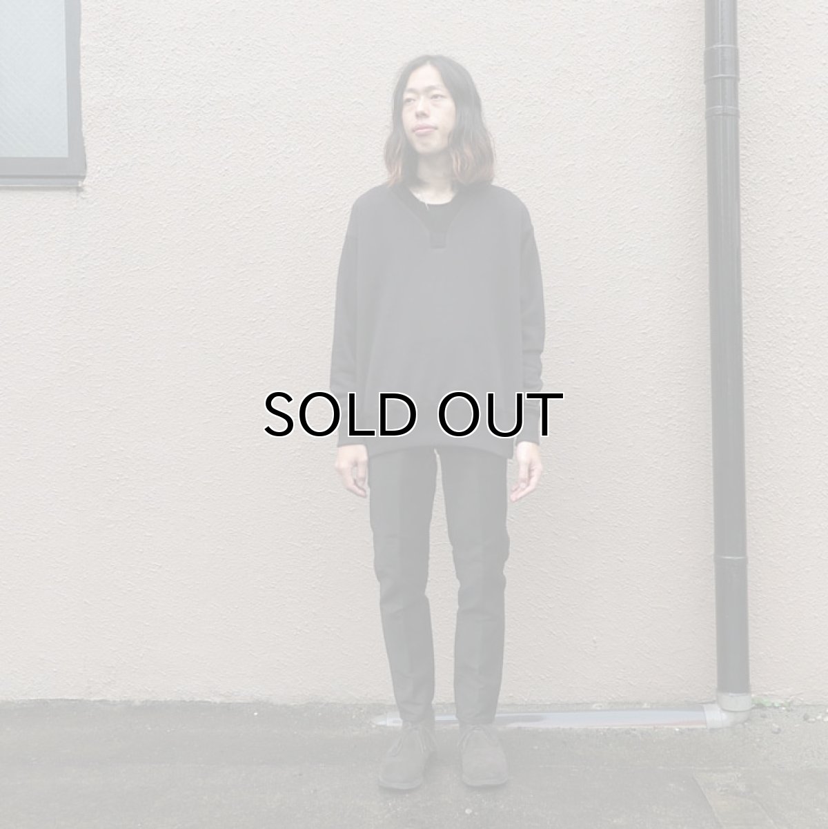 画像7: Riprap "Super Soft Loopwheel Y Neck Sweat Shirts"  color : BLACK (7)