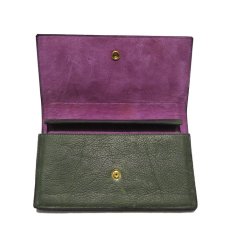 画像5: "JUTTA NEUMANN" Leather Wallet "the Waiter's Wallet"  color : Green / Lavender　長財布 (5)