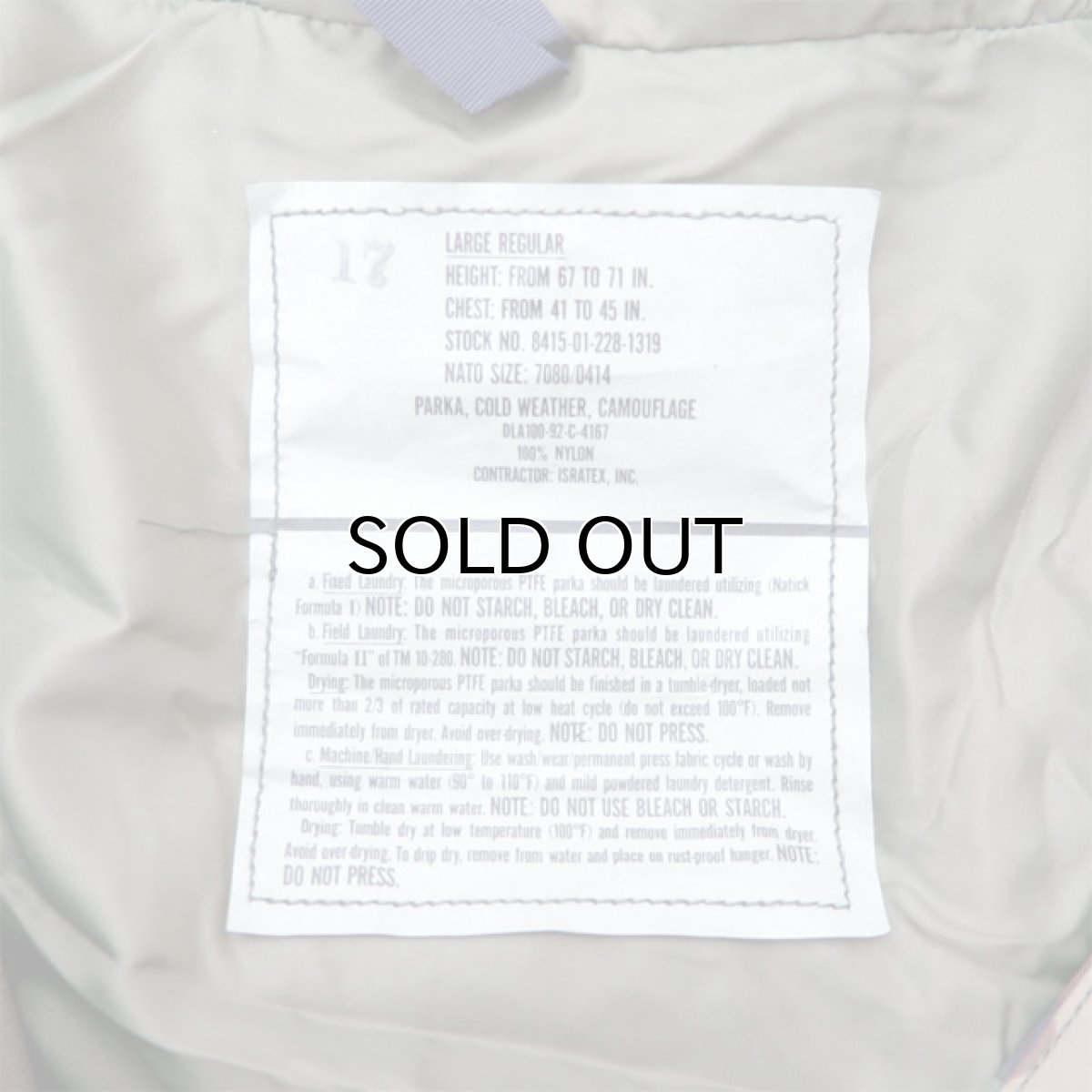 画像11: 1990's U.S. ARMY  ECWCS GEN I Gore-Tex Parka  Dead Stock  Woodland Camouflage size LARGE-REGULAR (11)