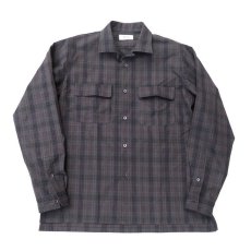 画像3: Riprap "Cotton Weather Tartan Check Semi Open Collar Shirt"  color : CHARCOAL/PURPLE　size LARGE (3)