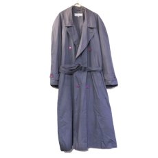 画像1: 1980's YVES SAINT LAURENT Double Breasted Trench Coat　color : SMOKEY PURPLE　size XL-XXL 表記48 (1)