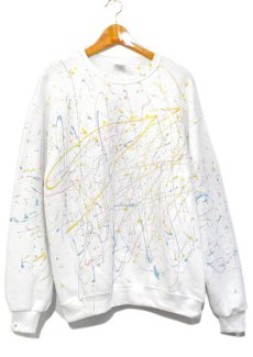 画像1: JERZEES Crew Neck Sweat Shirt -Hand Paint-　color : WHITE　size L (表記L) (1)