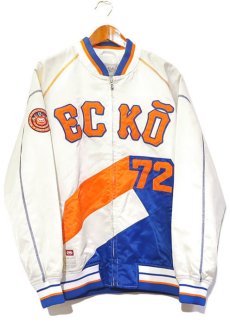 画像1: 1990's ECKO  Nylon Satin Zip up Jacket　color : OFF/BLUE/ORANGE　size XXL(表記L) (1)