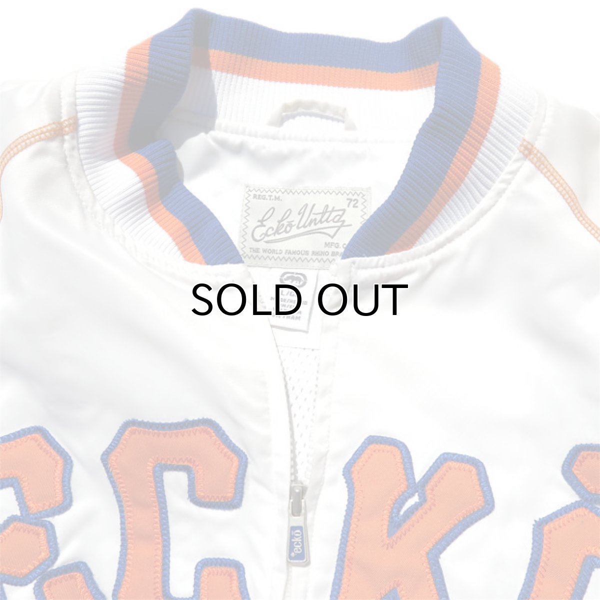 画像4: 1990's ECKO  Nylon Satin Zip up Jacket color : OFF/BLUE/ORANGE size XXL(表記L) (4)
