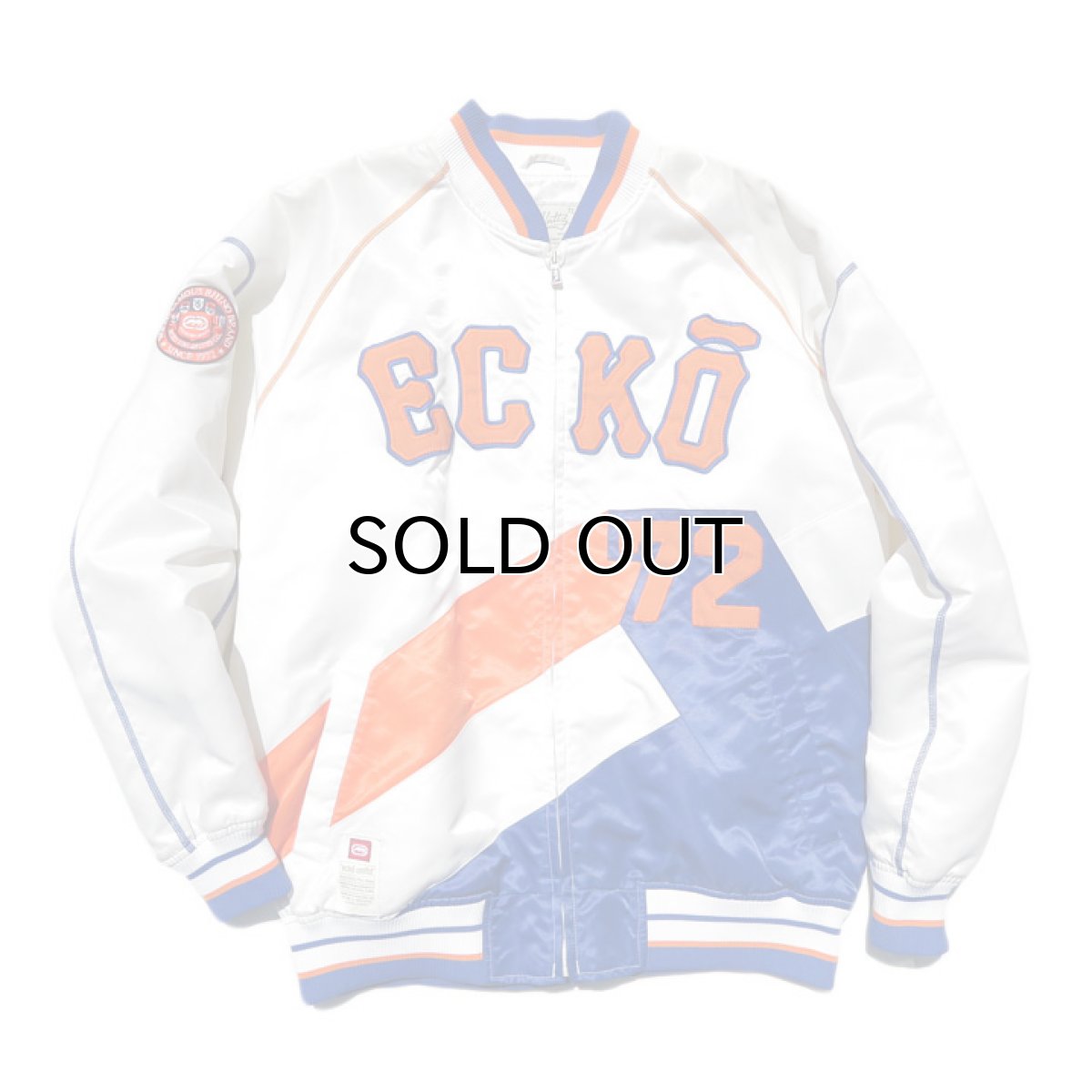画像2: 1990's ECKO  Nylon Satin Zip up Jacket color : OFF/BLUE/ORANGE size XXL(表記L) (2)