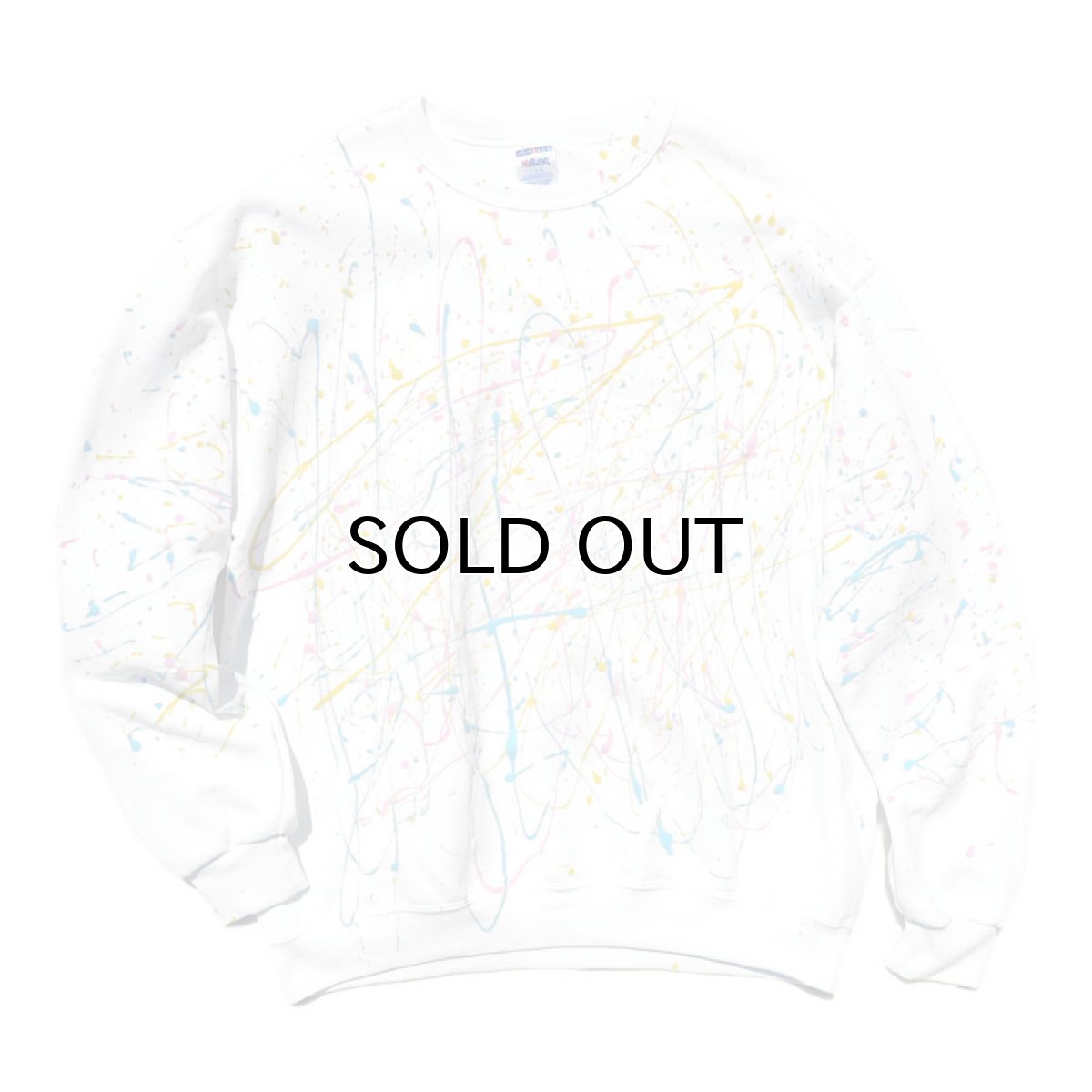 画像2: JERZEES Crew Neck Sweat Shirt -Hand Paint- color : WHITE size L (表記L) (2)