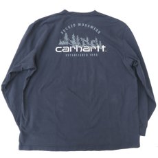 画像3: Carhartt  L/S Pocket T-Shirt with "Back Print"　NAVY　size XL(表記XL) (3)