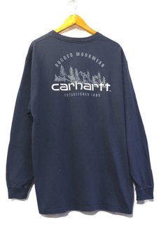 画像1: Carhartt  L/S Pocket T-Shirt with "Back Print"　NAVY　size XL(表記XL) (1)