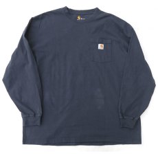 画像2: Carhartt  L/S Pocket T-Shirt with "Back Print"　NAVY　size XL(表記XL) (2)