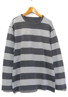 画像1: U.S.A. kohl's Heavy Cotton Border L/S T-Shirt　BLACK/GREY　size XL(表記不明) (1)