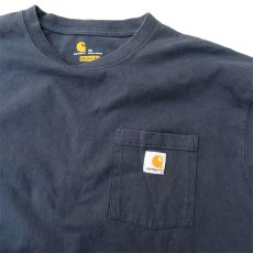 画像4: Carhartt  L/S Pocket T-Shirt with "Back Print"　NAVY　size XL(表記XL) (4)