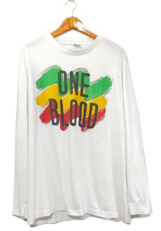 画像1: 1990's anvil "ONE BLOOD" Print L/S T-Shirt　WHITE　size LARGE(表記XL) (1)