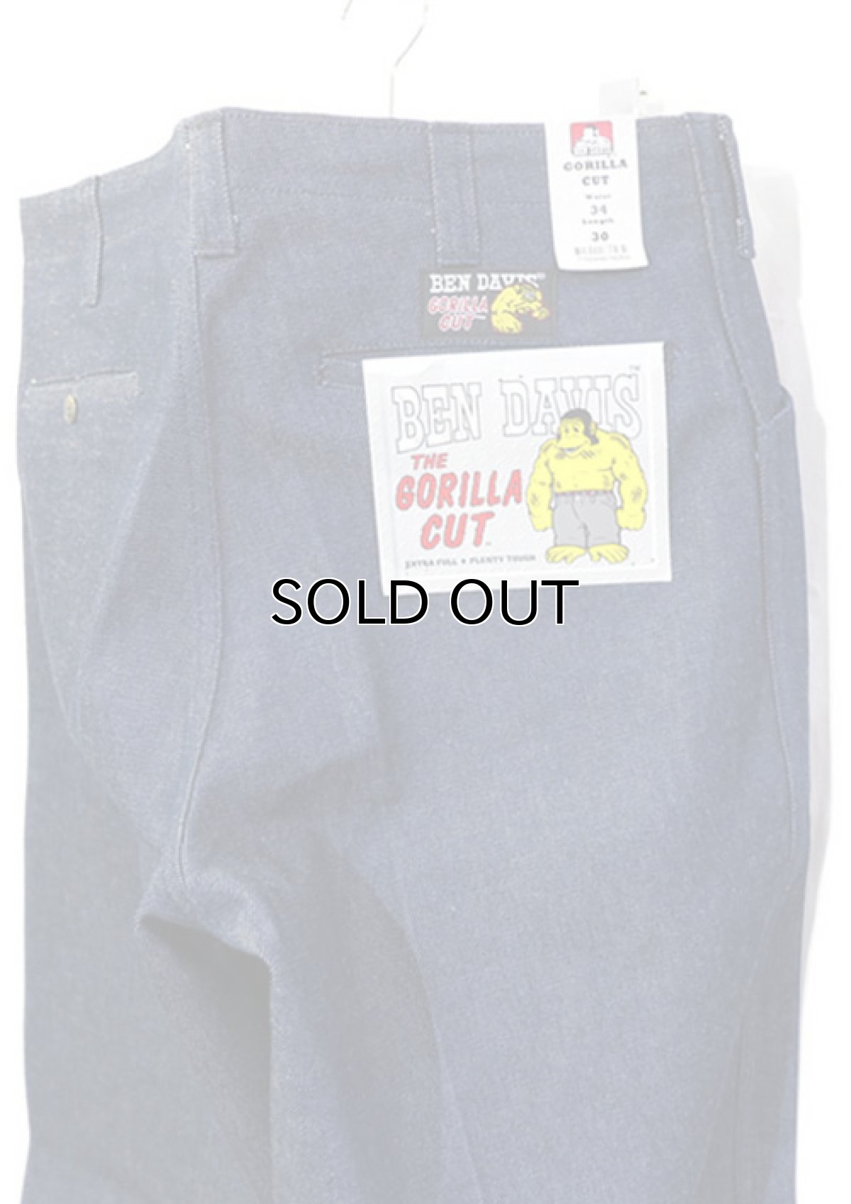 画像1: BEN DAVIS "THE GORILLA CUT" Wide Work Pants　BLUE DENIM　size W34INCH(表記34×30) (1)