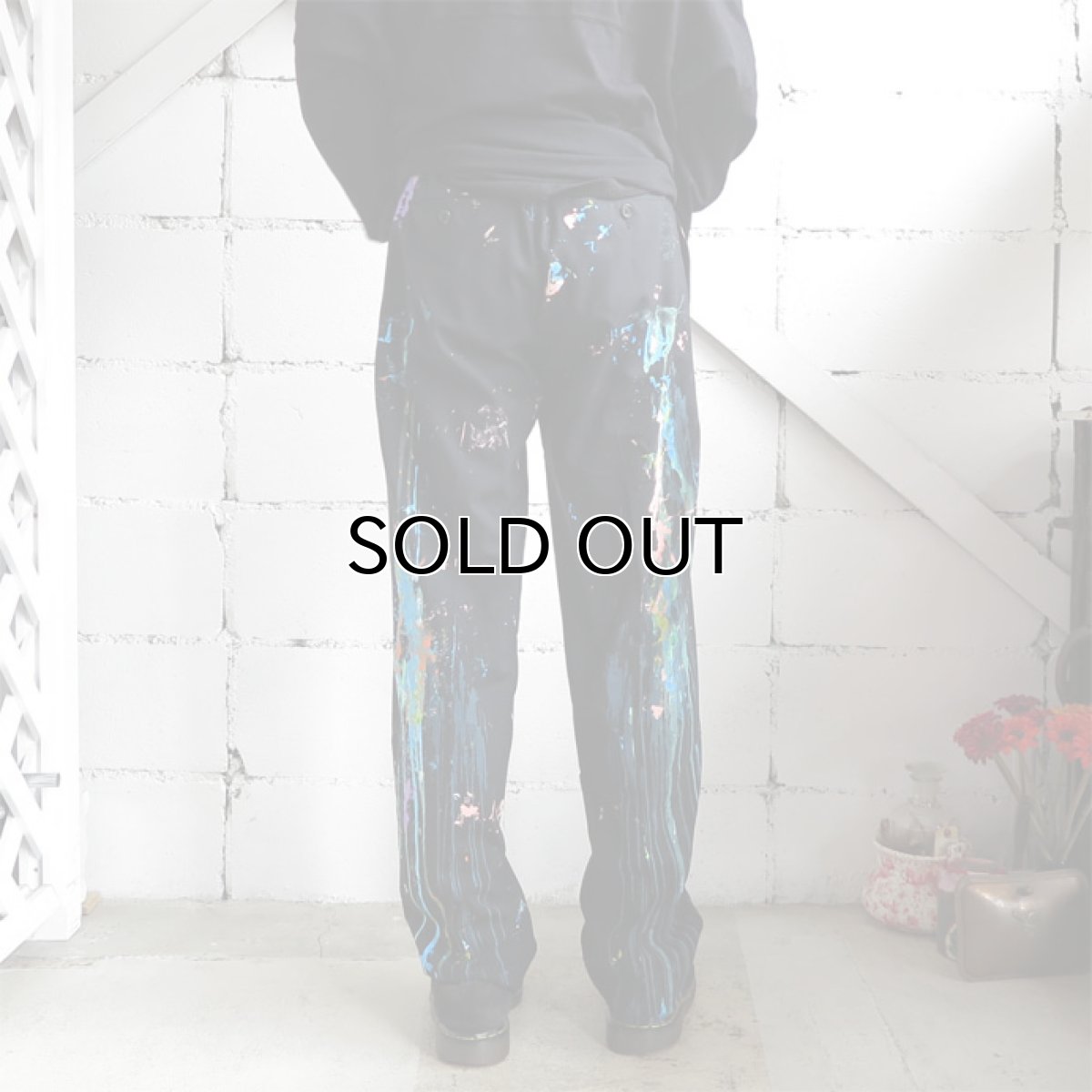 画像9: theory New York Summer Wool Slacks -HAND PAINTING- BLACK size W32INCH (表記38R) (9)