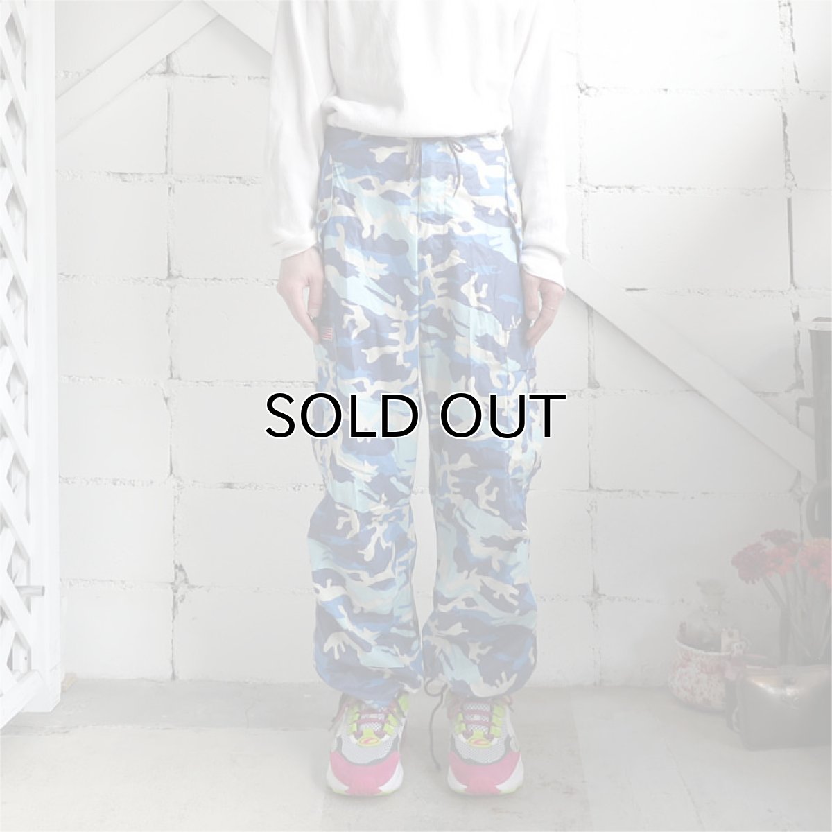 画像8: 1990's~ UFO Camouflage Cargo Trousers BLUE CAMO size ~W30INCH (表記XXS) (8)