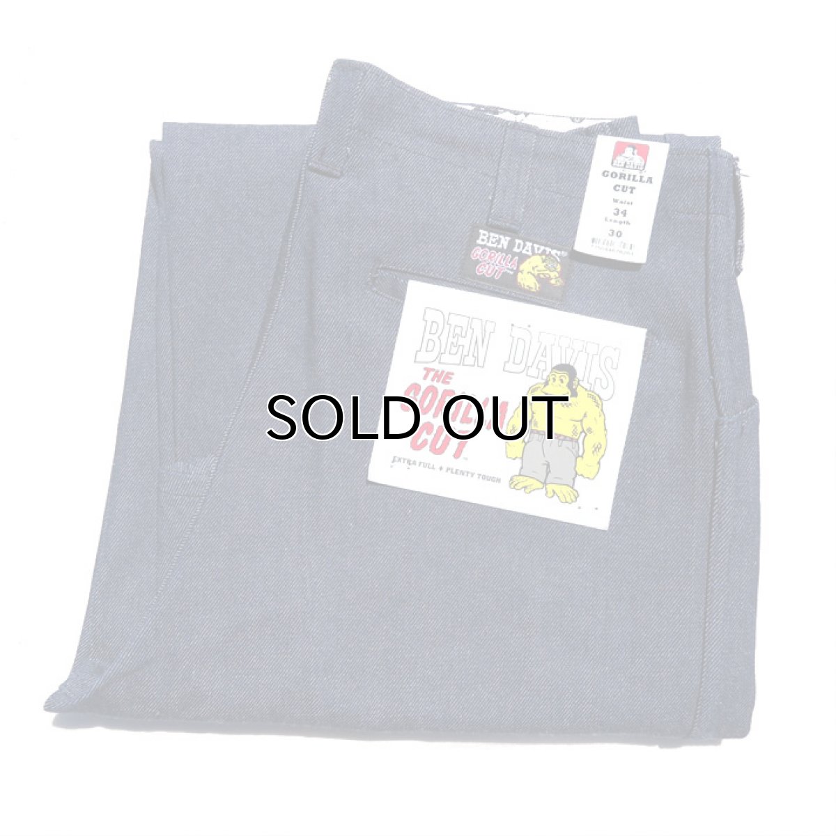 画像5: BEN DAVIS "THE GORILLA CUT" Wide Work Pants　BLUE DENIM　size W34INCH(表記34×30) (5)