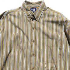画像4: 1990's GAP  L/S Stripe B.D. Shirt　MUSTARD　size L (表記M) (4)