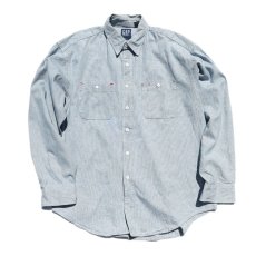 画像2: 1990's GAP L/S Work Shirt　BLUE PIN CHECK　size XL (表記L) (2)