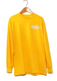 画像1: U.S. NAVY  L/S Training T-Shirt -Reflector Print-　YELLOW　size SMALL, MEDIUM (1)