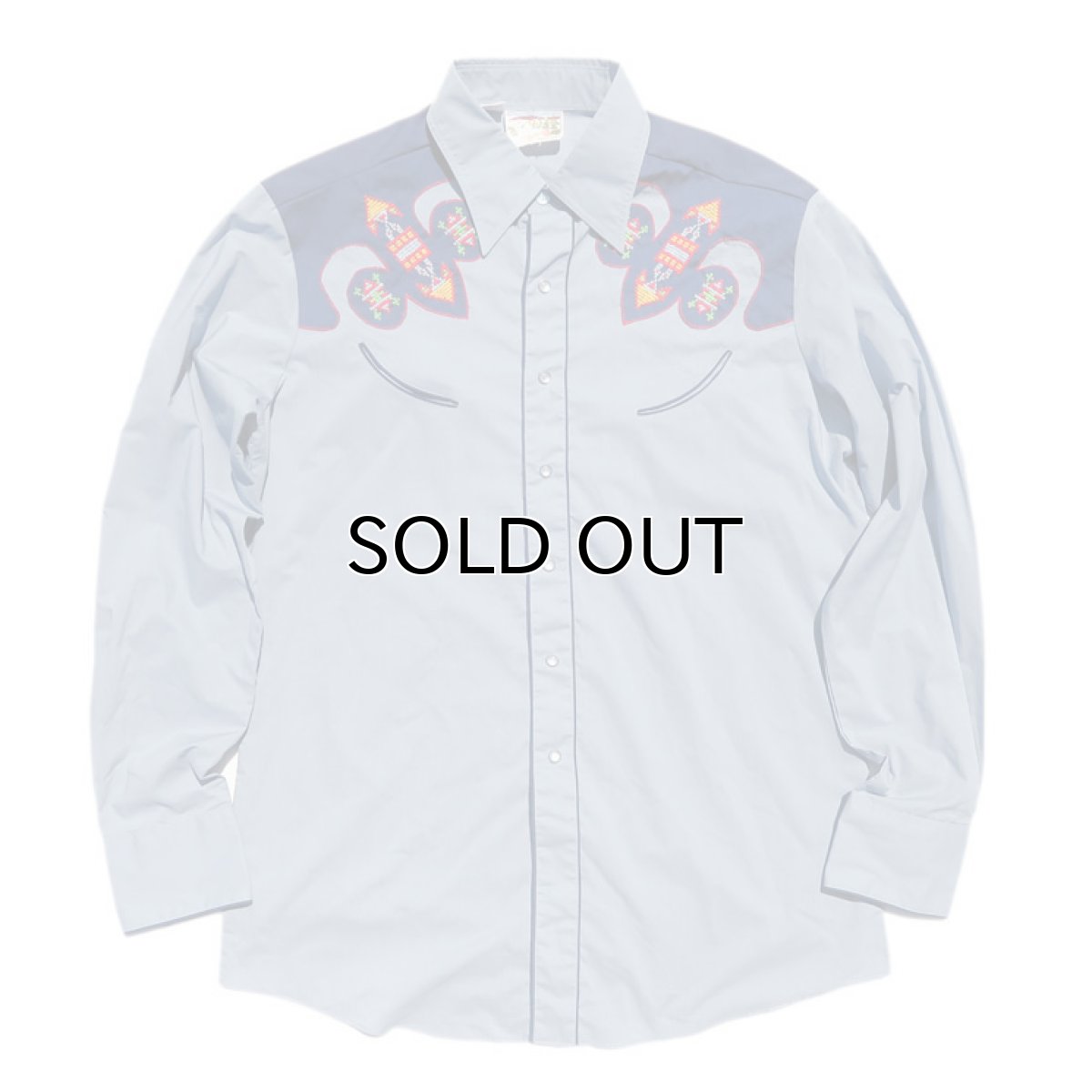 画像2: 1980's KENNINGTON L/S Western Shirt BLUE size M-L (表記LARGE) (2)