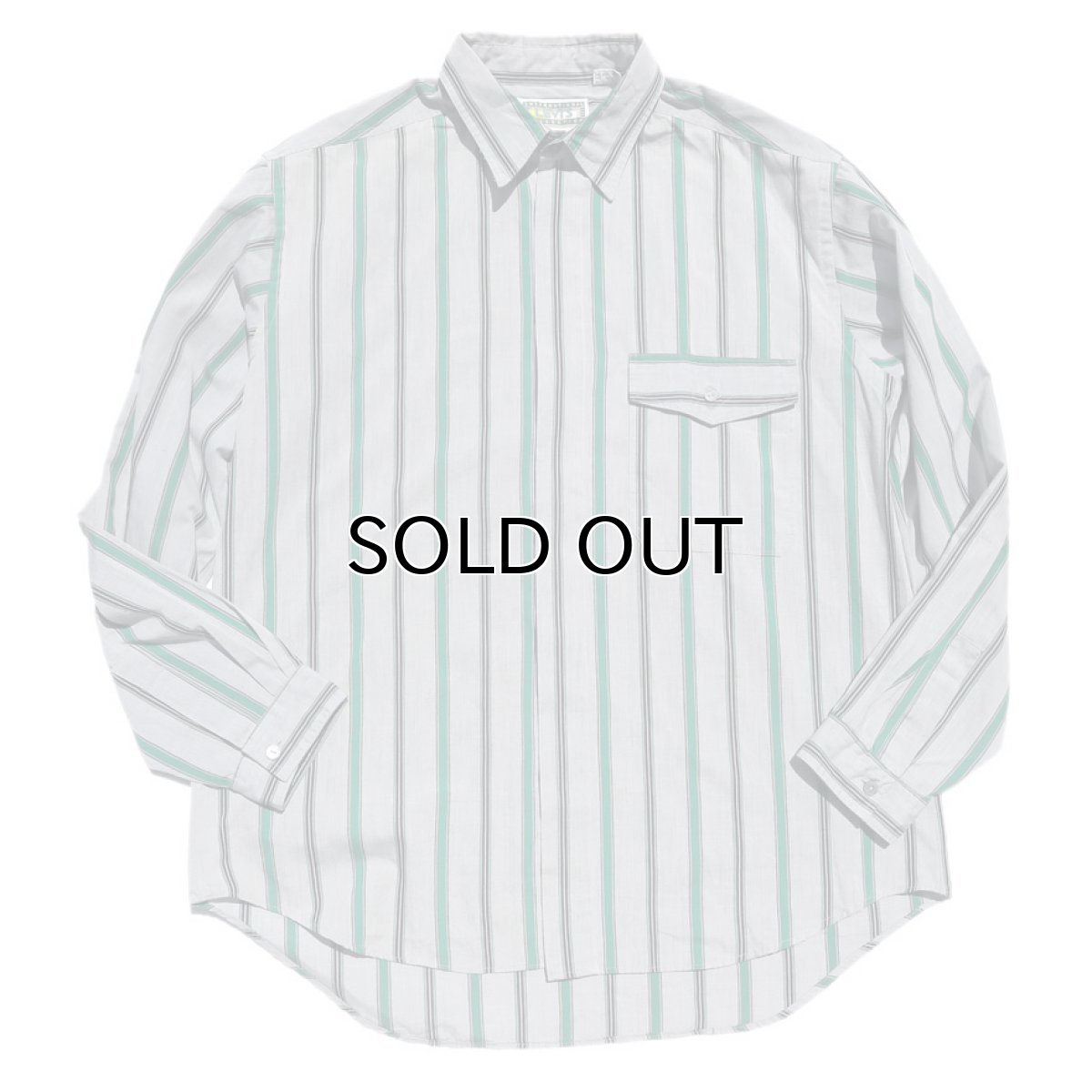 画像2: 1980's LEVI'S L/S Stripe Shirt GREY/GREEN size L (表記LARGE) (2)