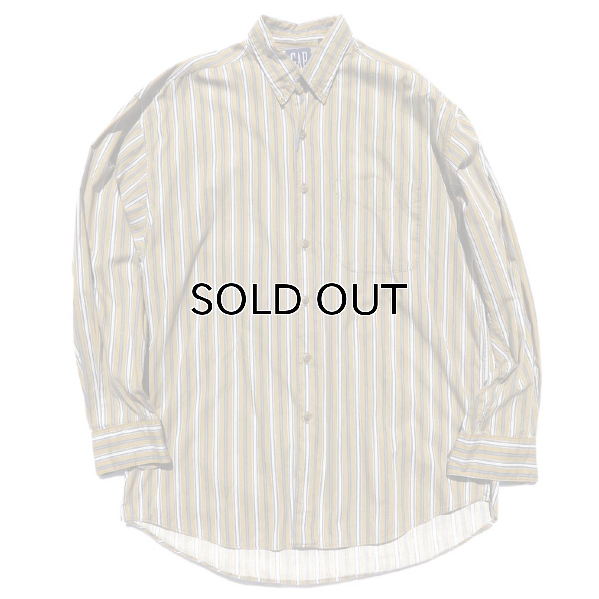 画像2: 1990's GAP  L/S Stripe B.D. Shirt MUSTARD size L (表記M) (2)