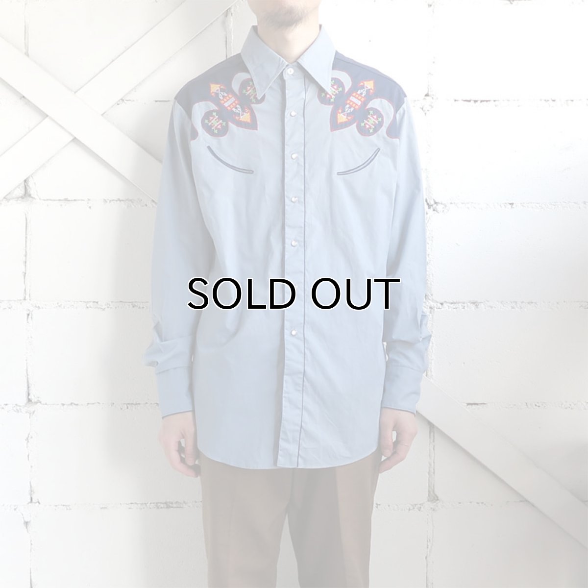 画像7: 1980's KENNINGTON L/S Western Shirt BLUE size M-L (表記LARGE) (7)